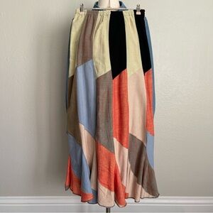 Size: XS Midi Color Swatch Cotton Fabric Art Patchwork Skirt  In excellent Pre-o